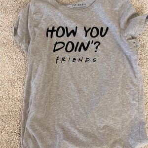 FRIENDS Grey Crewneck Tee with Interior Logo Print